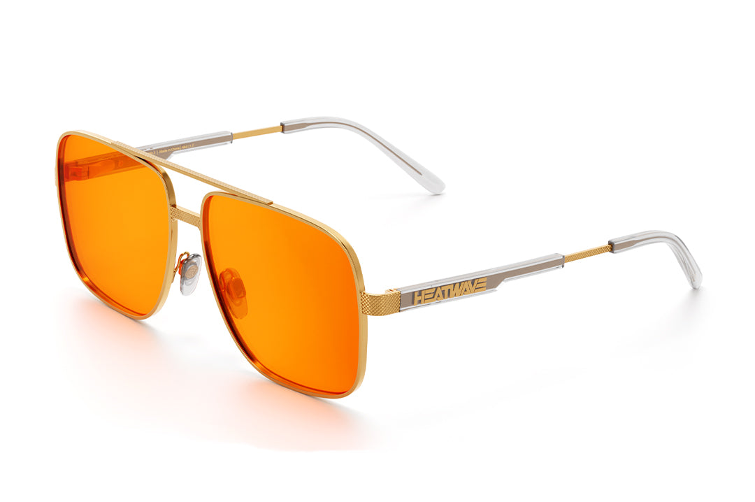 Nimitz Sunglasses: Polished Gold Frame Amber Lens – Shop Carson