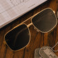 Nimitz Sunglasses: Gold Frame Black Lens