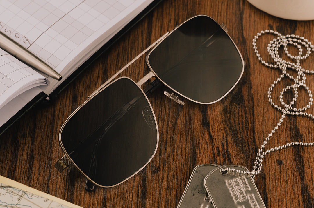 Nimitz Sunglasses: Gun Metal Frame BLACK Lens