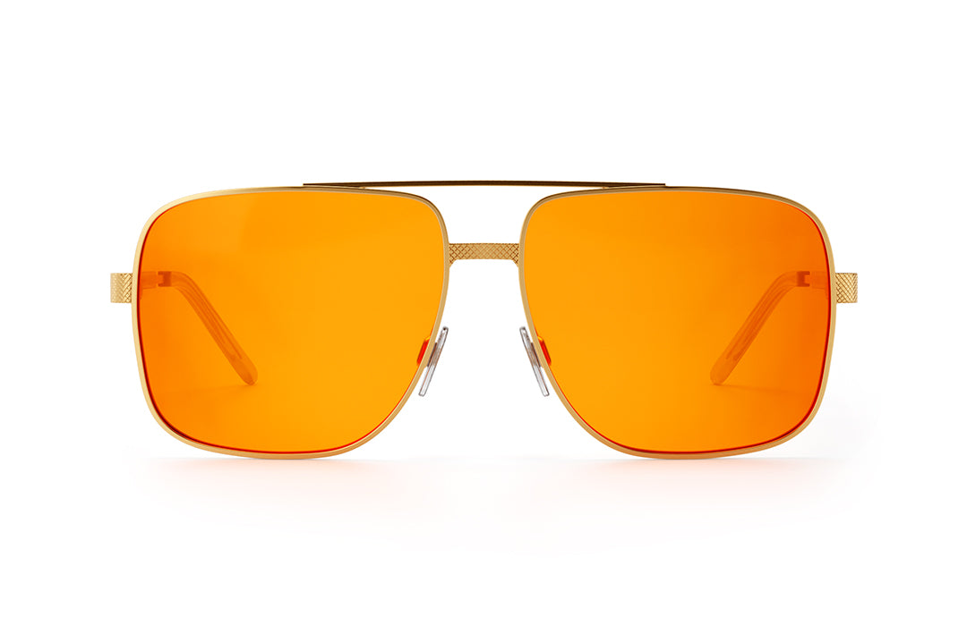 Nimitz Sunglasses: Polished Gold Frame Amber Lens