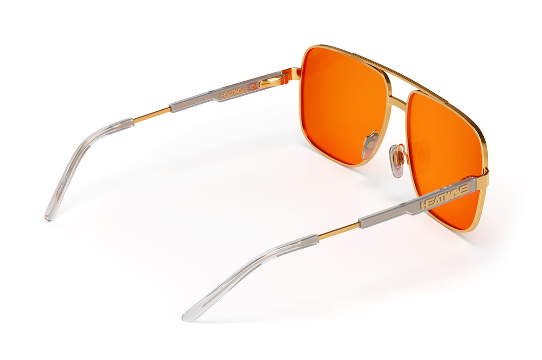Nimitz Sunglasses: Polished Gold Frame Amber Lens