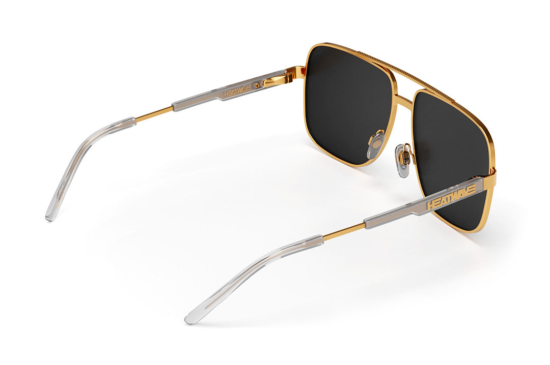Nimitz Sunglasses: Gold Frame Black Lens
