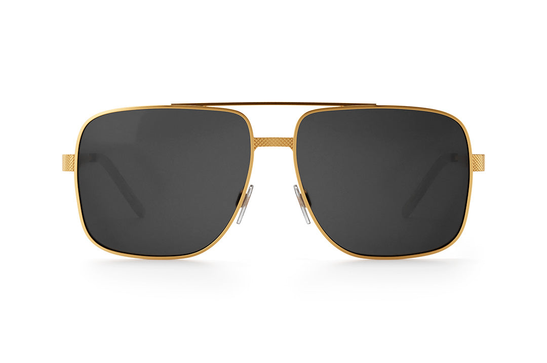 Nimitz Sunglasses: Gold Frame Black Lens