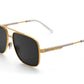 Nimitz Sunglasses: Gold Frame Black Lens