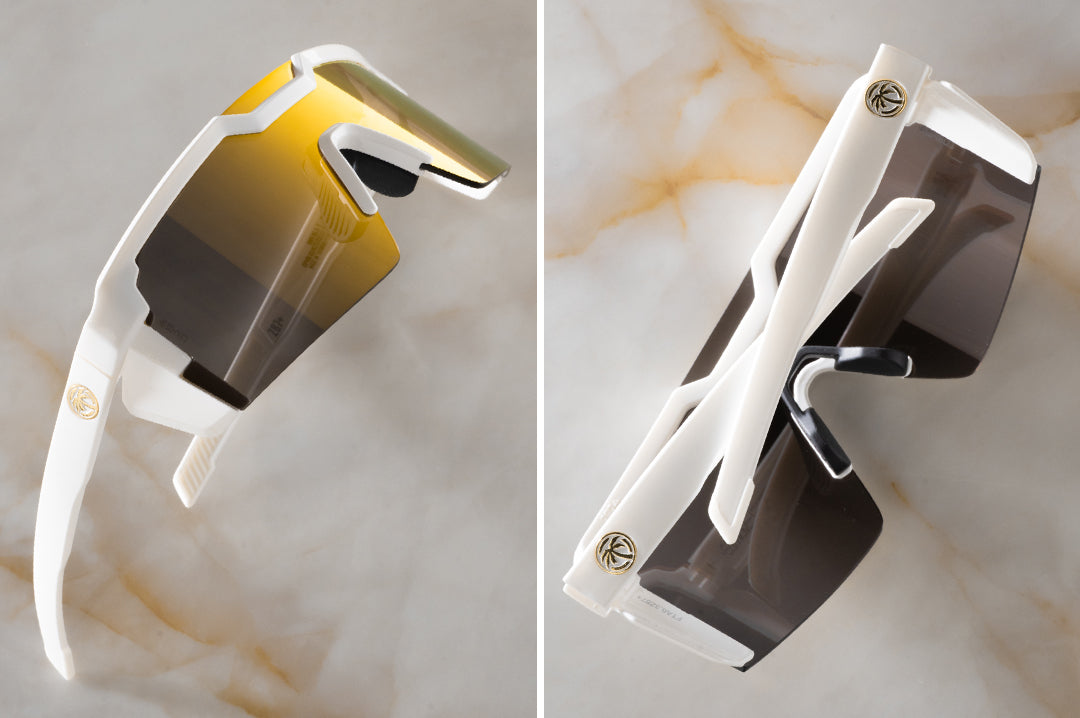 Future Tech Sunglasses: GLOSS WHITE Gold Lens Z87+