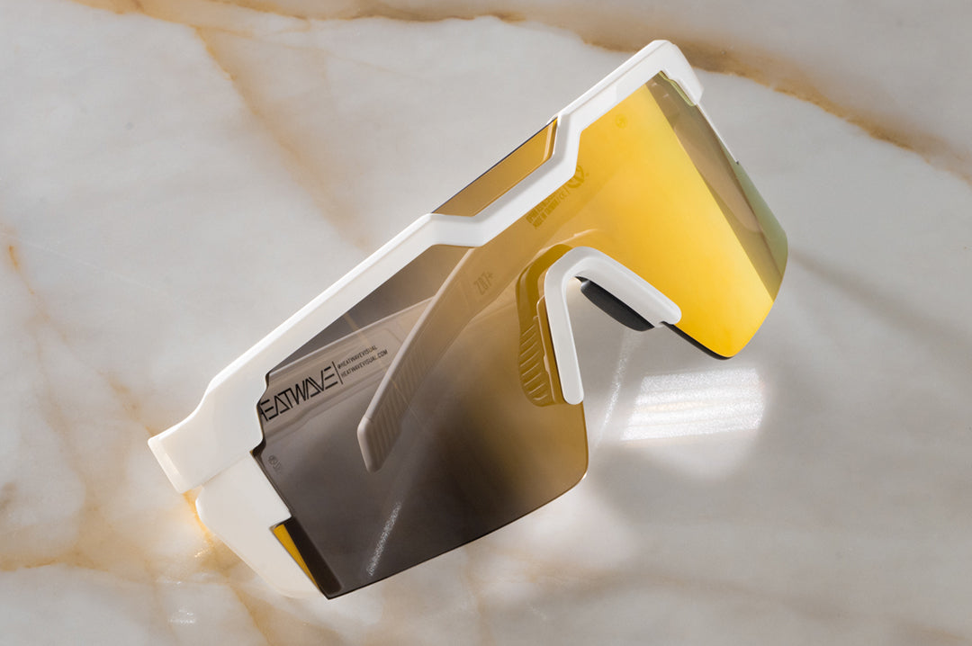Future Tech Sunglasses: GLOSS WHITE Gold Lens Z87+