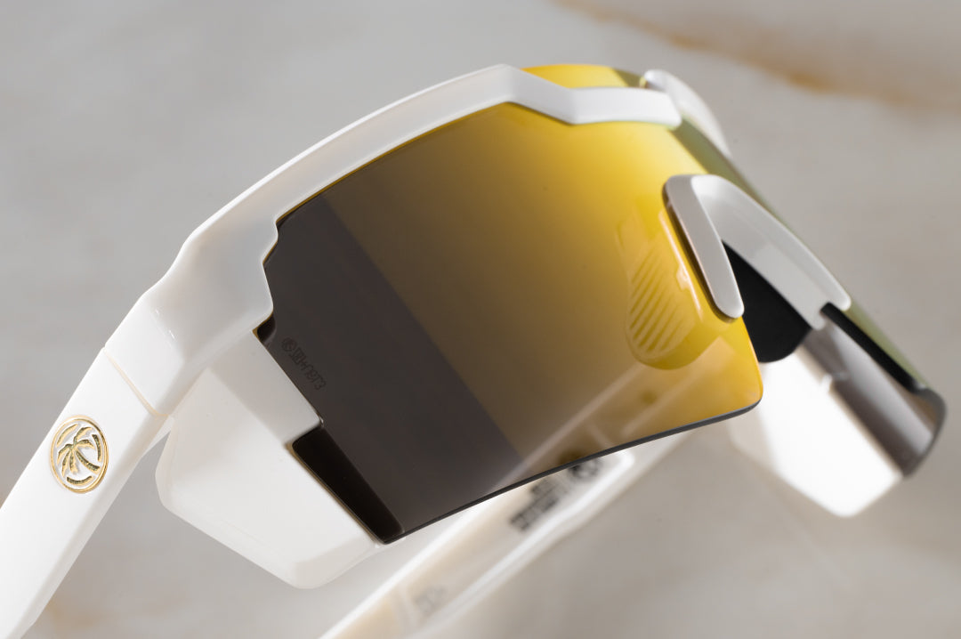 Future Tech Sunglasses: GLOSS WHITE Gold Lens Z87+