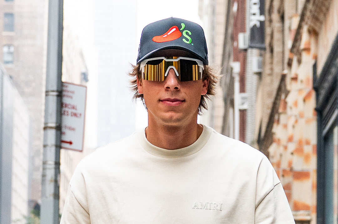 Future Tech Sunglasses: GLOSS WHITE Gold Lens Z87+