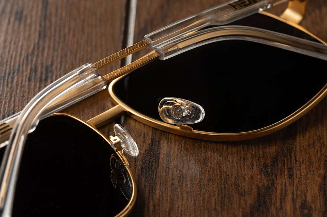 Nimitz Sunglasses: Gold Frame Black Lens